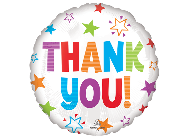 Thank You 1 Folieballong - Rund - 18" (43cm)
