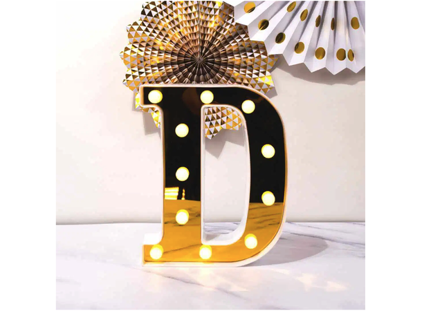 "EID" LED Bokstaver - Gull 3 LED lys bokstaver - 22cm 