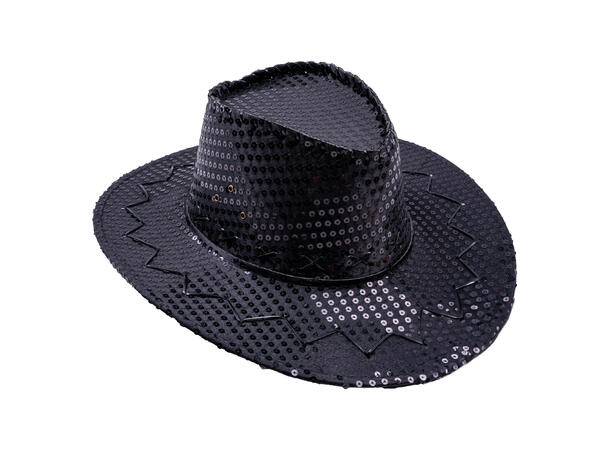 Cowboyhatt - Sort med paljetter 1 Hatt