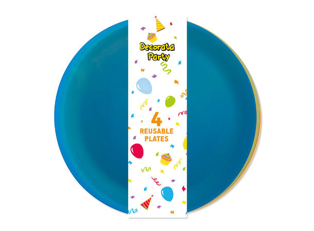 Delvis gjennomsiktig - Blå/Grønn/Rød/Gul 4 Gjenbrukbare plasttallerkener - 20,5cm