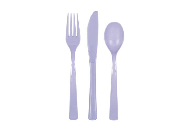 Ensfarget Lavendel Plastbestikk 18 deler - 6 kuverter