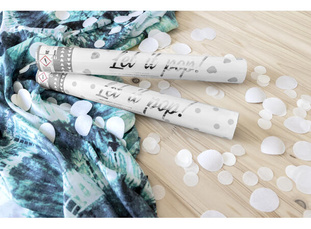 Konfettikanon - Hvite roseblader i papir 1 konfettikanon - 40cm 