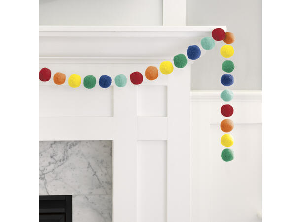 Rainbow - filt pom-poms girlander 1 Girlander i filt - 2,13m