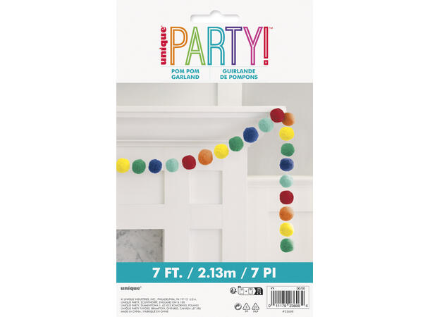 Rainbow - filt pom-poms girlander 1 Girlander i filt - 2,13m