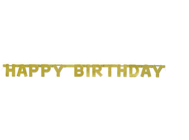 "Happy Birthday" - Gold Banner 1 Bokstavbanner i papir - Foliert