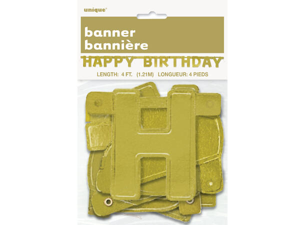 "Happy Birthday" - Gold Banner 1 Bokstavbanner i papir - Foliert