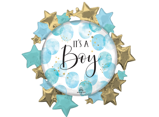 Baby Boy Blue Watercolor 1 Stor folieballong med form - 76x76cm