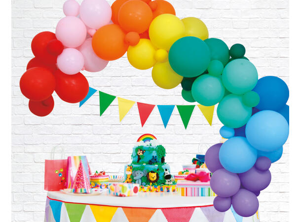 Ballongbue dekorsett - regnbue 1 Ballondekorsett - 81deler 