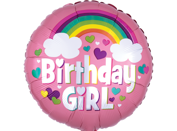 Birthday Girl Rainbow Fun 1 Folieballong - Rund - 18" (43cm)