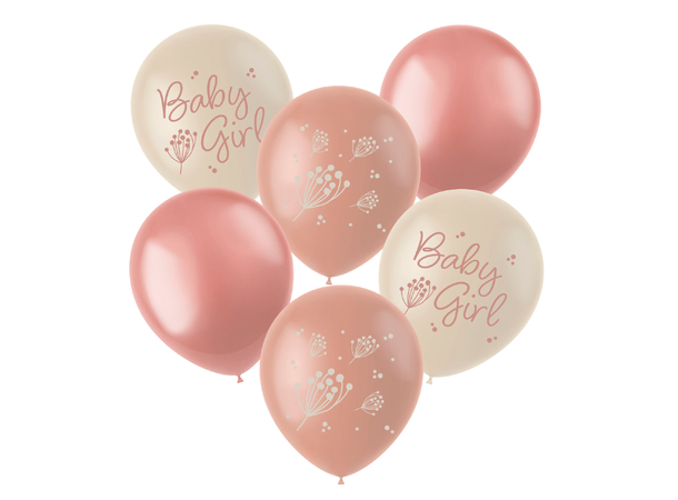 Blooming Baby Girl 6 Gummiballonger - 33cm (13") 