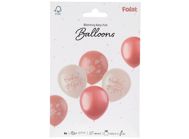 Blooming Baby Girl 6 Gummiballonger - 33cm (13")