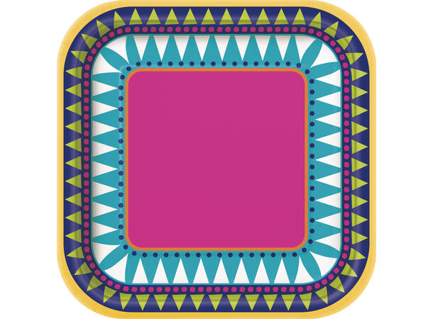 Boho Fiesta 8 Firkantede  tallerkener i papp - 18cm