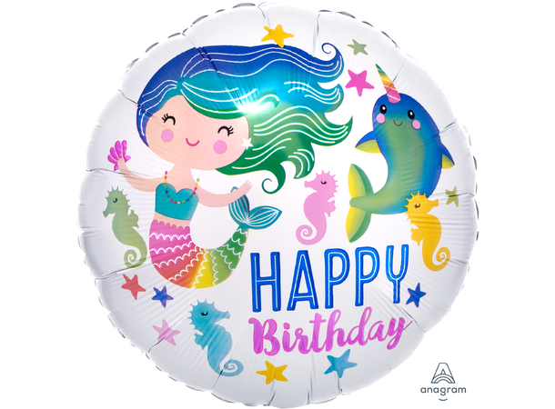 Colorful Ocean Fun - Happy birthday 1 Folieballong - Rund - 18" (43cm)