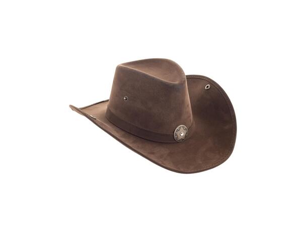 Cowboyhatt - Brun semsket look m/Stjerne 1 Hatt - De luxe