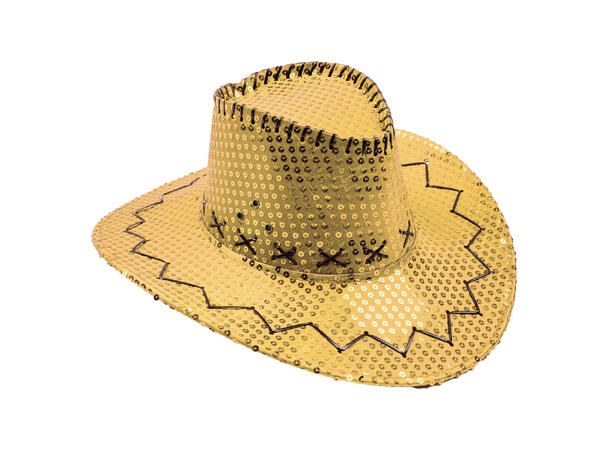 Cowboyhatt - Gull med paljetter 1 Hatt