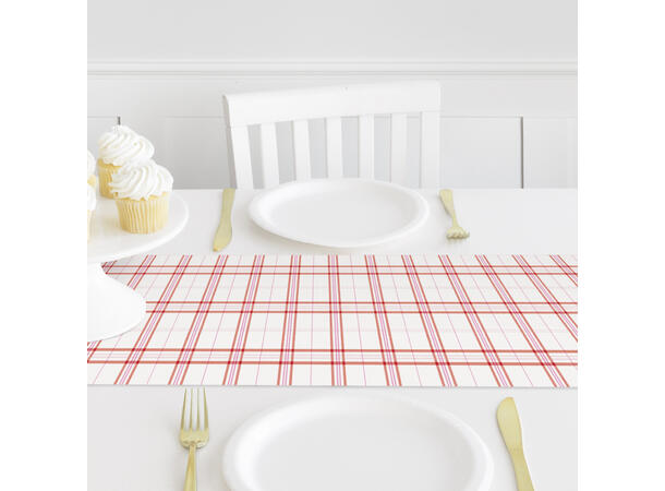 Elegant Valentine - løper rødrutete 1 Bordløper i papir