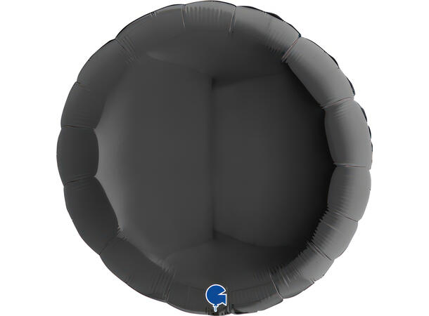 Ensfarget - Black 1 Folieballong - Rund - 36" (91cm)