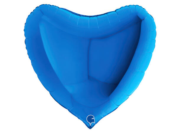 Ensfarget - Blue 1 Folieballong - Hjerte - 36" (91cm)