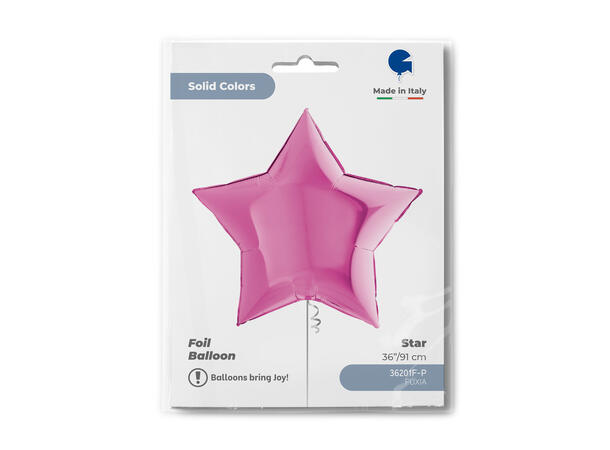 Ensfarget - Fuxia 1 Folieballong - Stjerne - 36" (91cm)