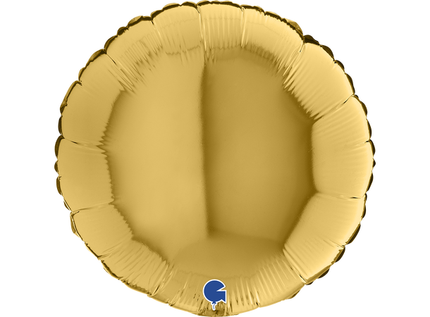 Ensfarget - Gold 5 1 Folieballong - Rund - 18" (43cm)
