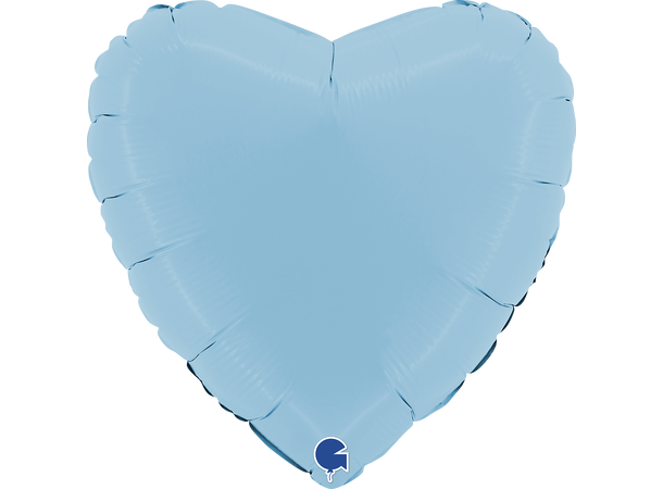 Ensfarget - Matte Blue 1 Folieballong - Hjerte - 18" (43cm)