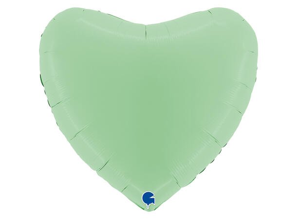 Ensfarget - Matte Green 1 Folieballong - Hjerte - 36" (91cm)