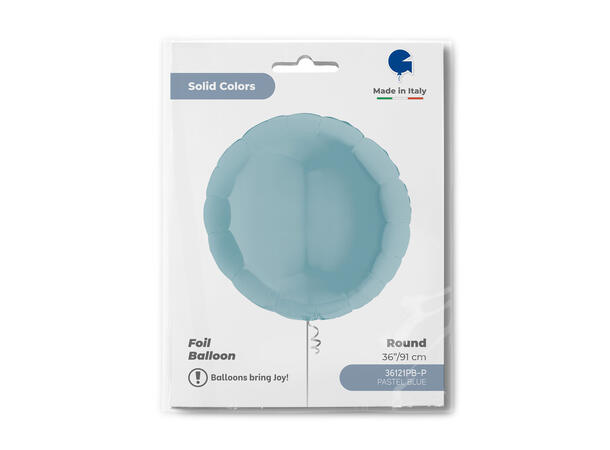 Ensfarget - Pastel Blue 1 Folieballong - Rund - 36" (91cm)
