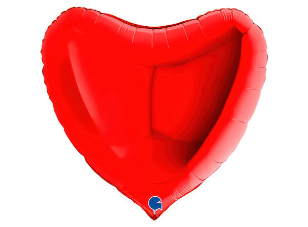 Ensfarget - Red 1 Folieballong - Hjerte - 36" (91cm)