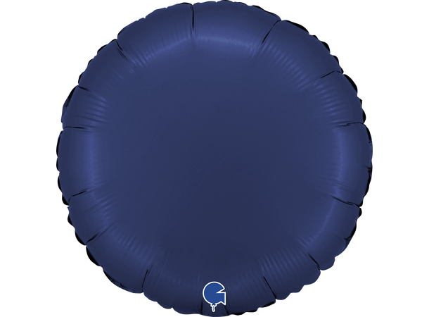 Ensfarget - Satin Blue Navy 1 Folieballong - Rund - 18" (43cm)
