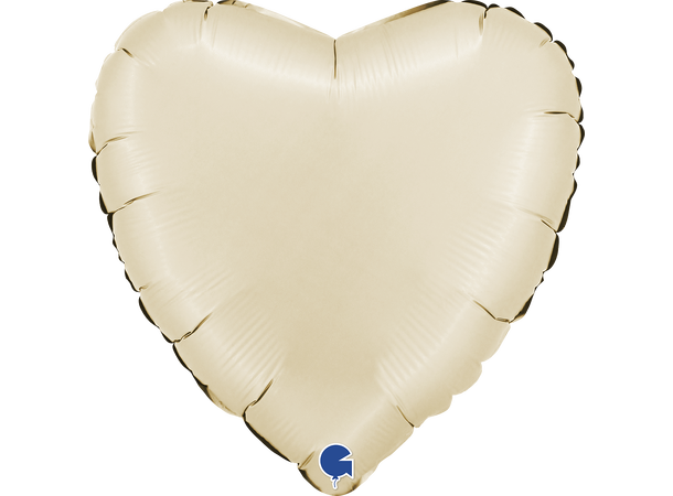 Ensfarget - Satin Cream 1 Folieballong - Hjerte - 18" (43cm)