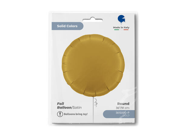 Ensfarget - Satin Gold 1 Folieballong - Rund - 36" (91cm)