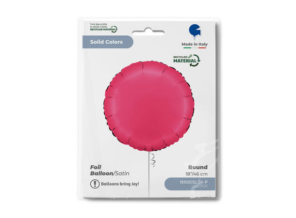 Ensfarget - Satin Lipstick 1 Folieballong - Rund - 18" (43cm)
