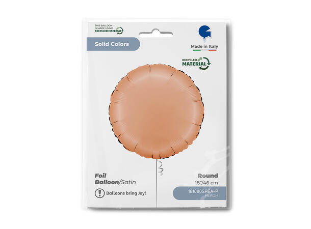 Ensfarget - Satin Peach 1 Folieballong - Rund - 18" (43cm) 