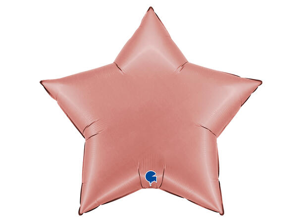 Ensfarget - Satin Rose Gold 1 Folieballong - Stjerne - 36" (91cm)