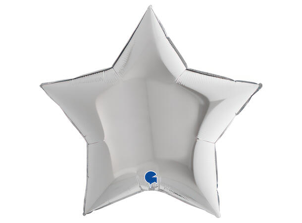 Ensfarget - Silver 1 Folieballong - Stjerne - 36" (91cm)