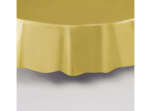 Ensfarget Gull 1 Plastikkduk rund - 213cm 
