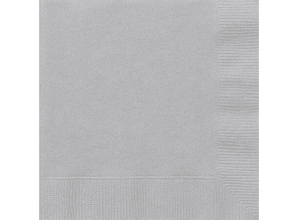 Ensfarget Sølv 20 Lunchservietter - 33x33cm