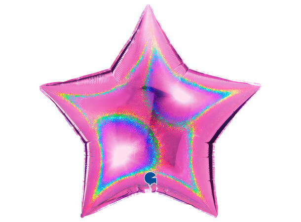 Glitter Holographic - Fuxia 1 Folieballong - Stjerne - 36" (91cm)