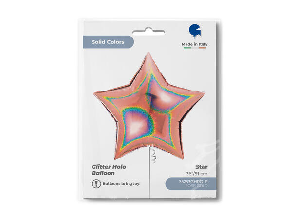 Glitter Holographic - Rose Gold 1 Folieballong - Stjerne - 36" (91cm)
