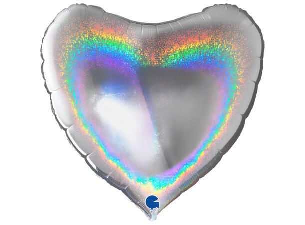 Glitter Holographic - Silver 1 Folieballong - Hjerte - 36" (91cm)