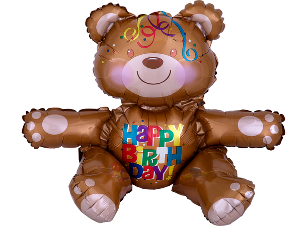 Happy Birthday Bear 1 Folieballong 3D - 43x48cm