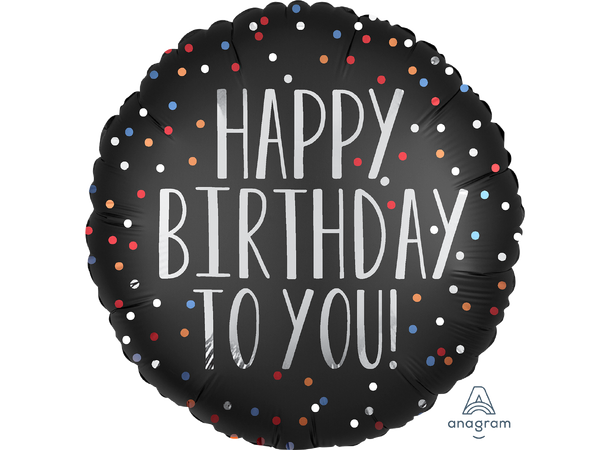 Happy Birthday to You Satin Dots 1 Folieballong - Rund - 18" (43cm)