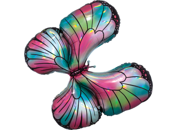 Iridescent Teal & Pink Butterfly 1 Stor folieballong med form - 76x66cm