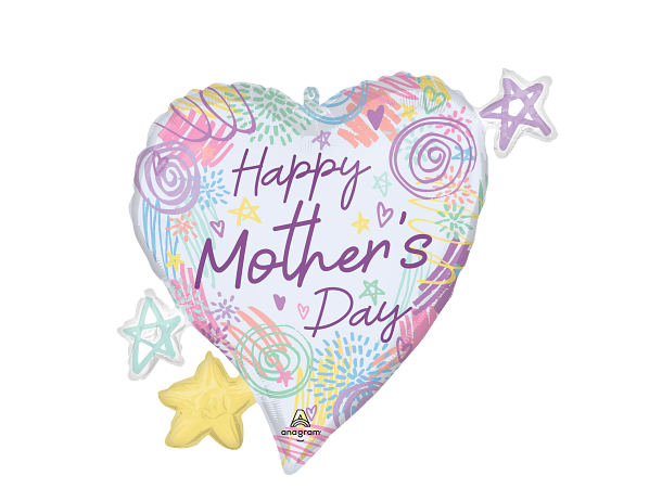 Mother's Day - Sweet Scribbles 1 Folieballong med form - 63x60cm