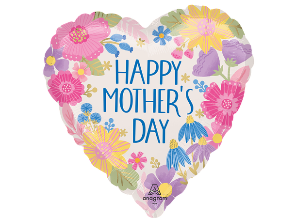 Mothers Day - Botanical Lines 1 Folieballong - Hjerte - 18" (43cm)