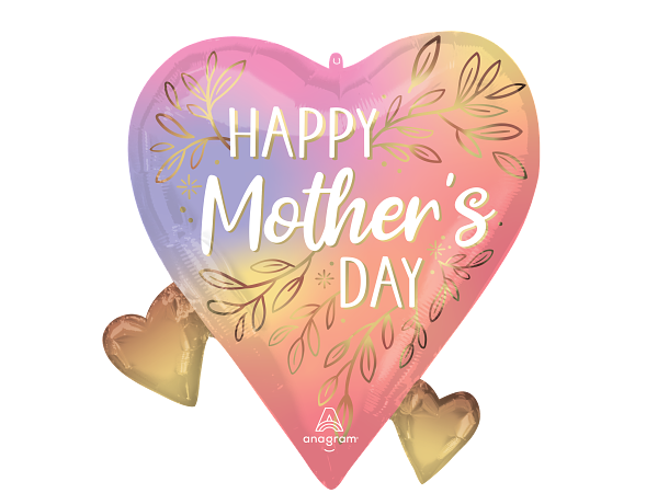 Mothers Day - Botanical Traces Hearts 1 Folieballong med form - 50x55cm