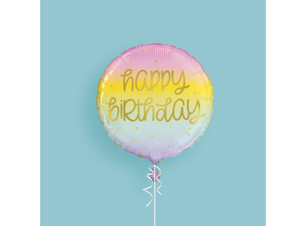 Pastell rainbow gold - "Happy Birthday" 1 Folieballong - 46cm(18")