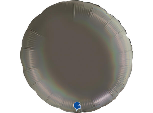 Rainbow Holographic - Platinum Grey 1 Folieballong - Rund - 36" (91cm)