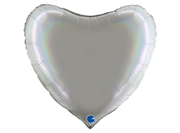 Rainbow Holographic - Platinum Pure 1 Folieballong - Hjerte - 36" (91cm)