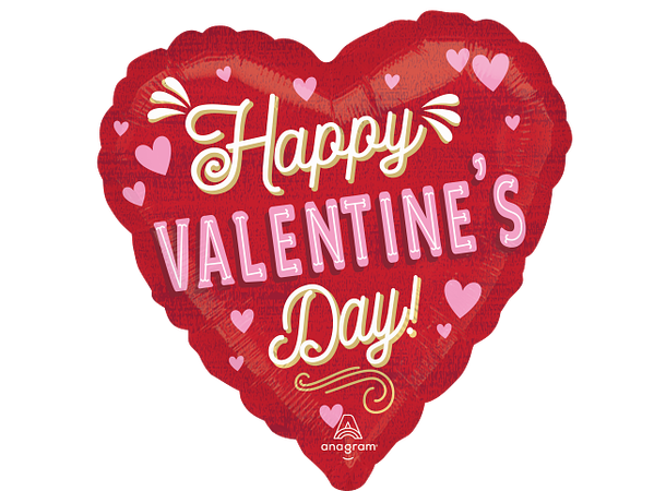 Retro Valentine 1 Folieballong - Rund - 18" (43cm)